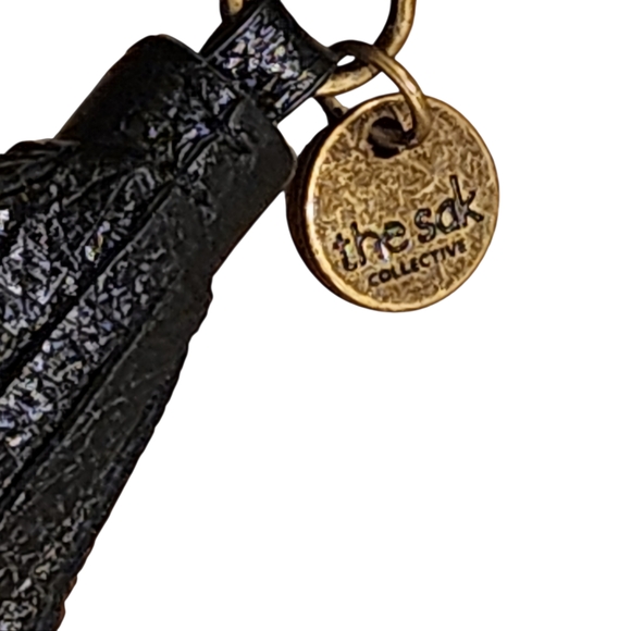 The Sak Keira Bohemian StyleBlack Genuine Leather StuddedHobo Shoulder Bag Black - Picture 4 of 9